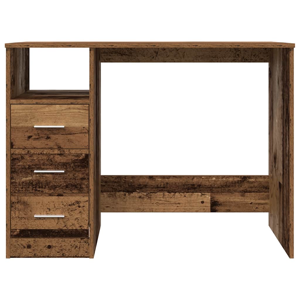 skrivebord 102x50x76 cm konstrueret træ antikt trælook - Image 5