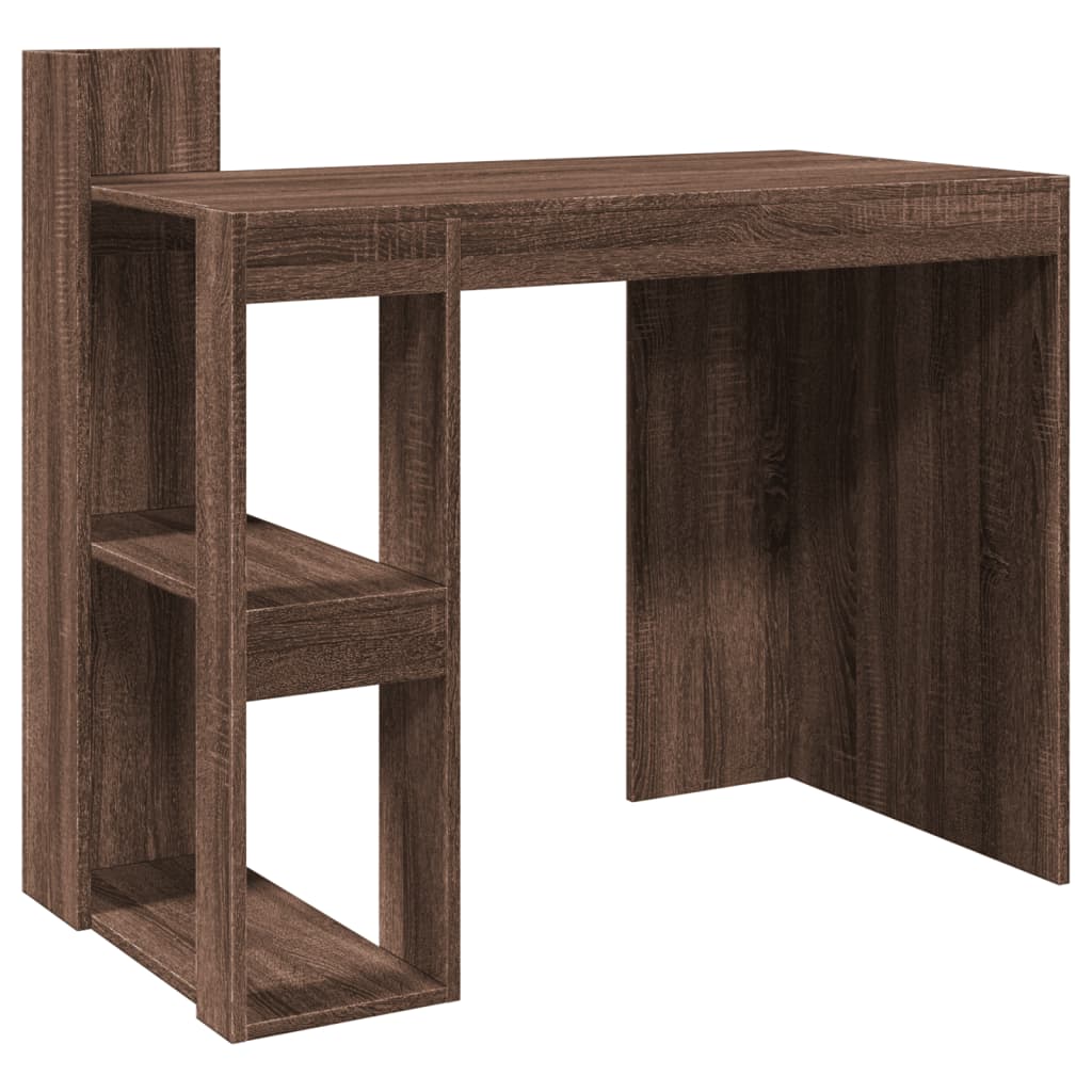 skrivebord 103,5x56,5x94 cm konstrueret træ brun egetræsfarve - Image 2