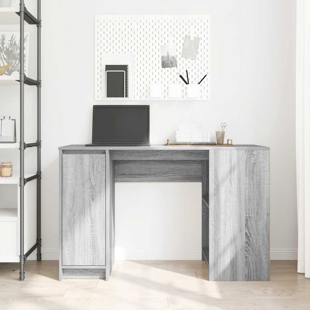skrivebord 120x42x76 cm konstrueret træ grå sonoma-eg - Image 3