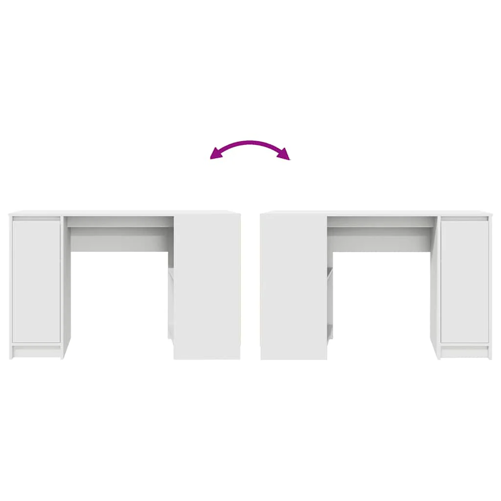 skrivebord 120x42x76 cm konstrueret træ hvid - Image 8