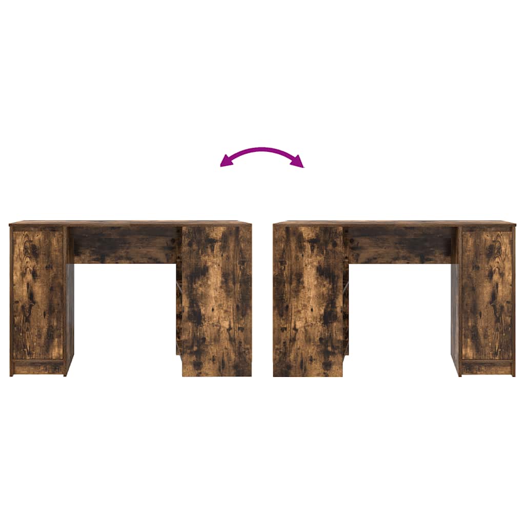 skrivebord 120x42x76 cm konstrueret træ røget egetræsfarve - Image 8