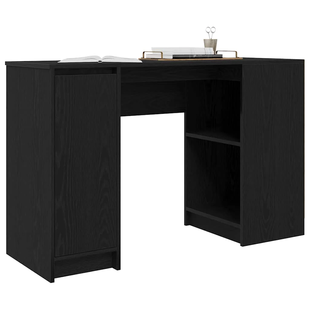 skrivebord 120x42x76 cm konstrueret træ sort-eg - Image 4