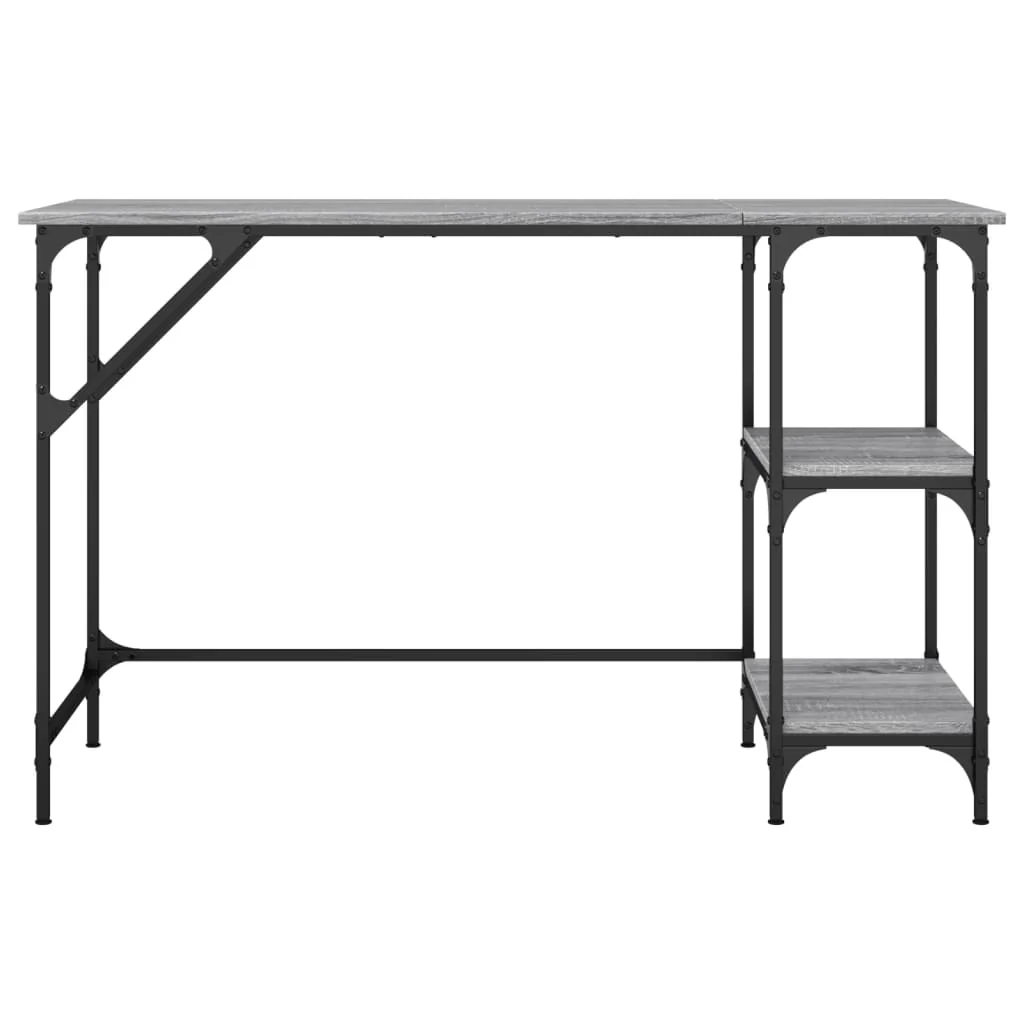 skrivebord 120x50x75 cm metal og konstrueret træ grå sonoma-eg - Image 5