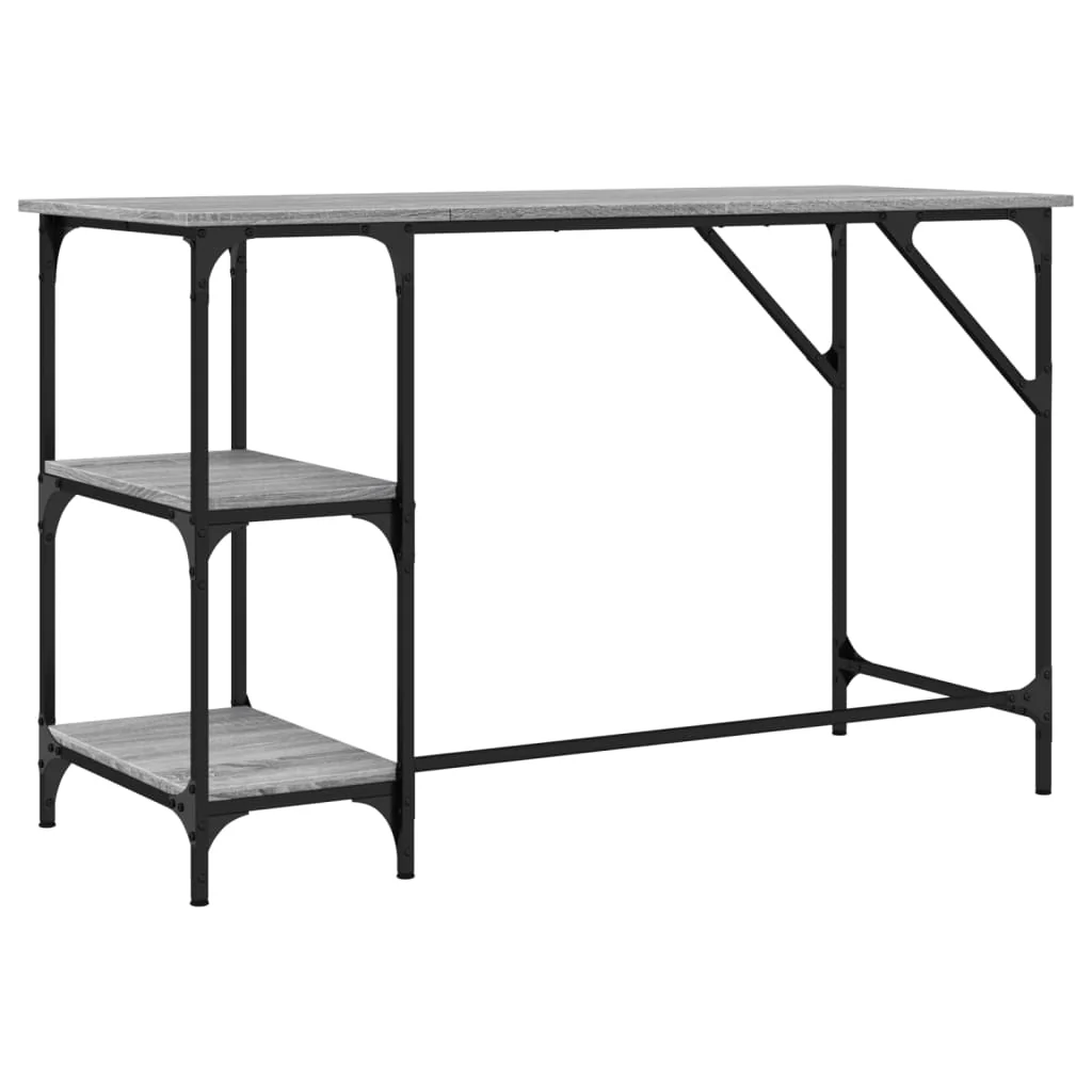 skrivebord 120x50x75 cm metal og konstrueret træ grå sonoma-eg - Image 7