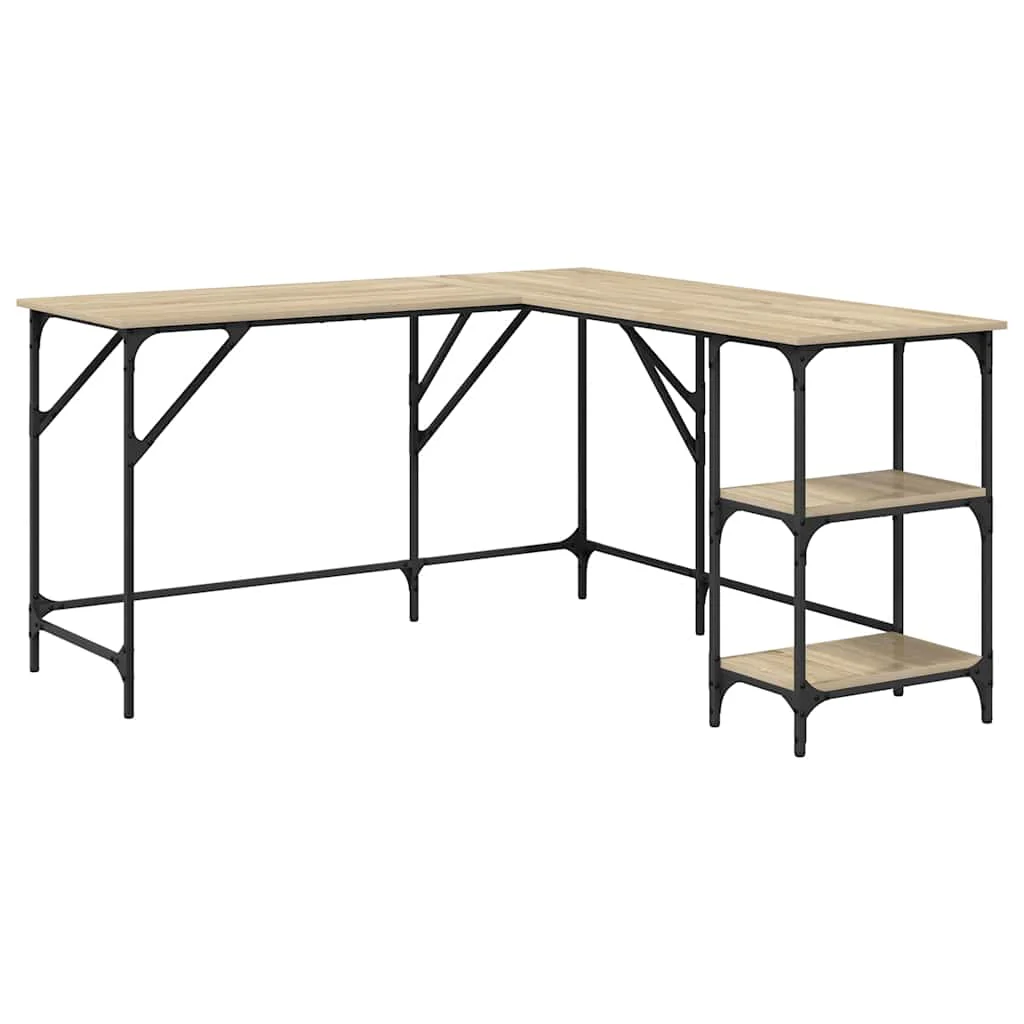 skrivebord 139x139x75 cm konstrueret træ sonoma-eg - Image 2