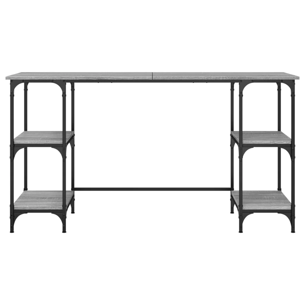 skrivebord 140x50x75 cm metal og konstrueret træ grå sonoma-eg - Image 5