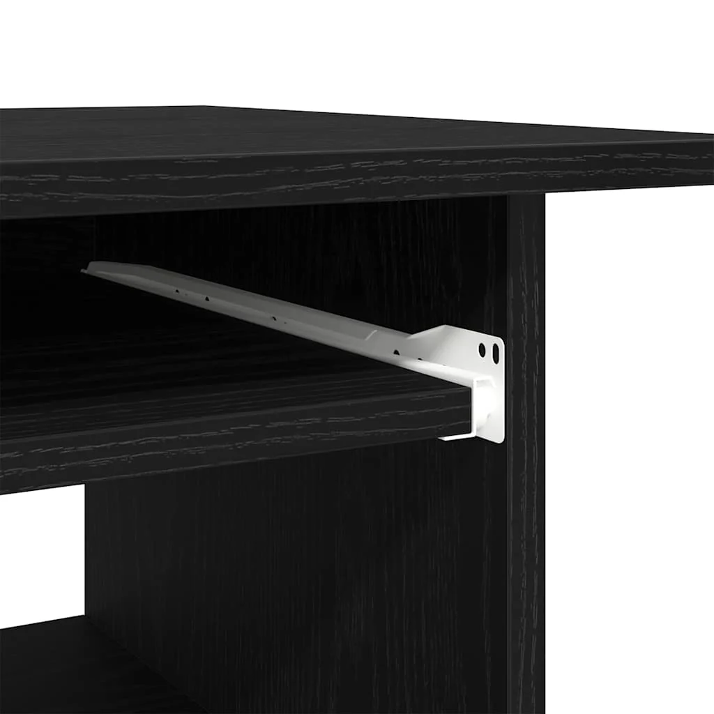 skrivebord 80 x 45 x 74 cm konstrueret træ sort egetræsfarve - Image 8