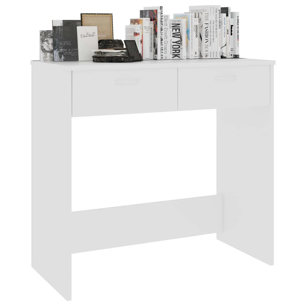 skrivebord 80x40x75 cm konstrueret træ hvid - Image 5
