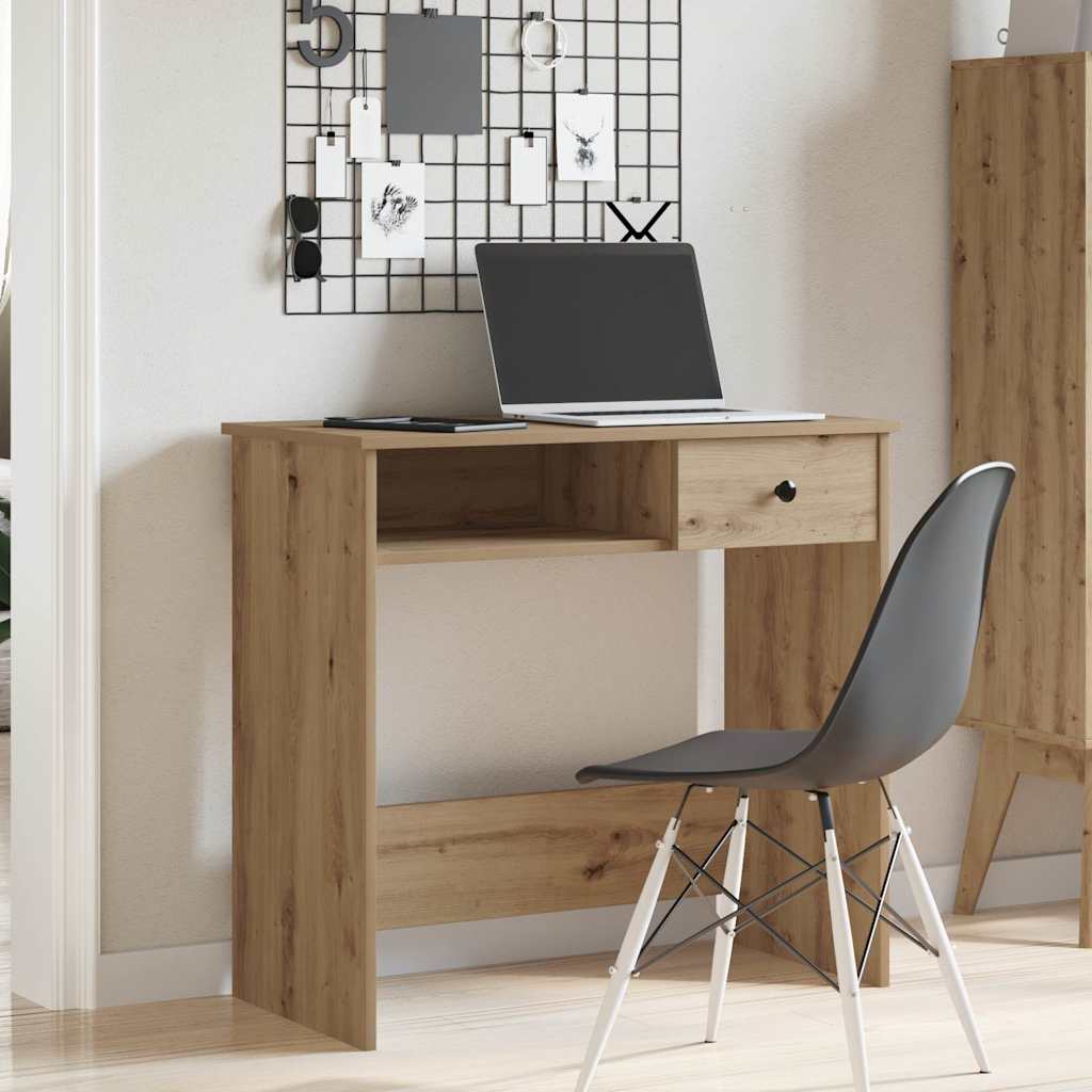 skrivebord 80x40x75 cm konstrueret træ kunsteg - Image 3