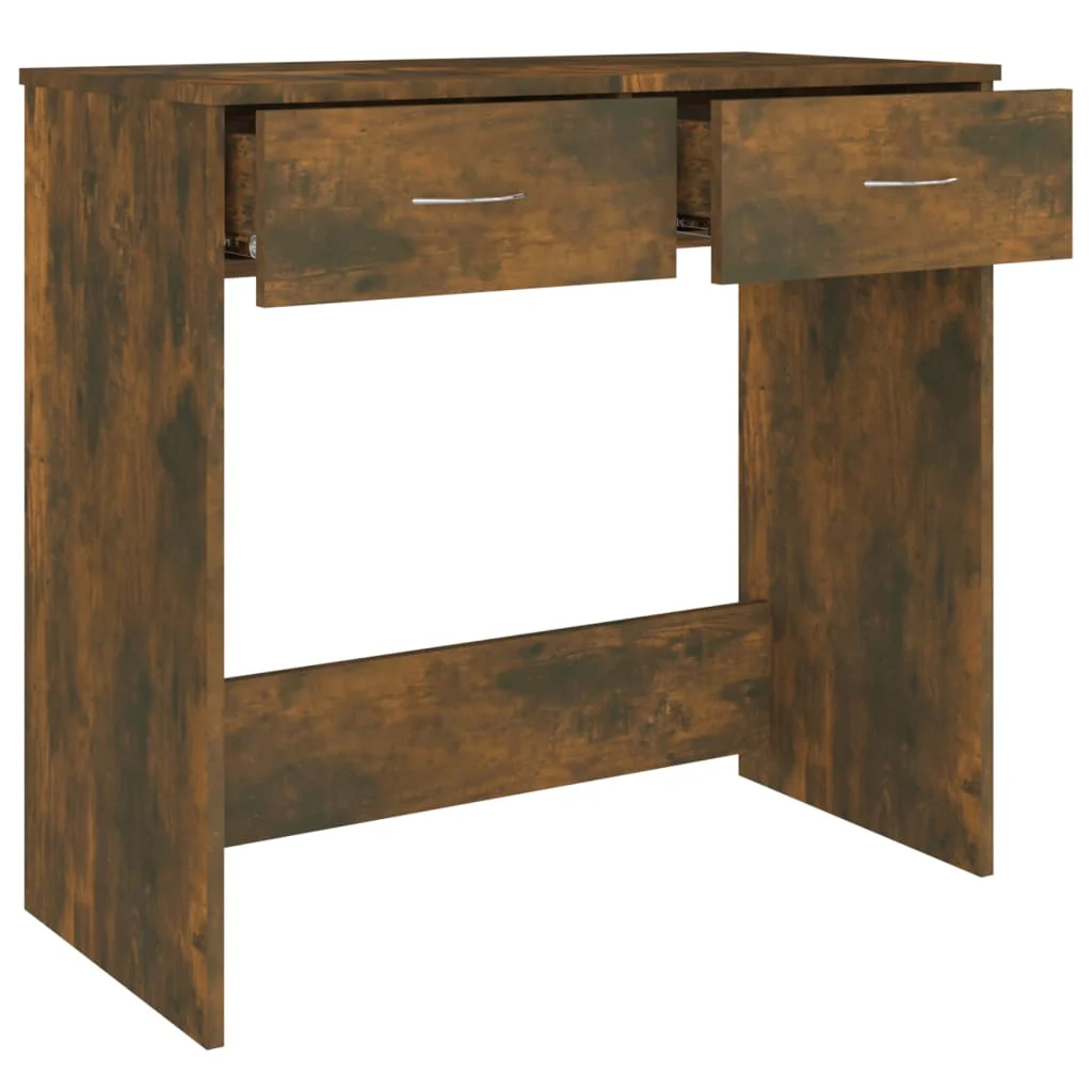 skrivebord 80x40x75 cm konstrueret træ røget egetræsfarve - Image 6