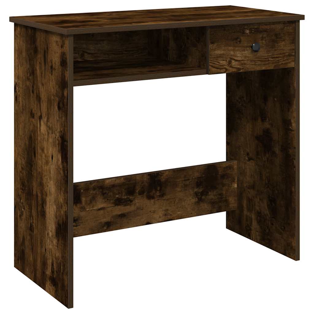 skrivebord 80x40x75 cm konstrueret træ røget egetræsfarve - Image 2
