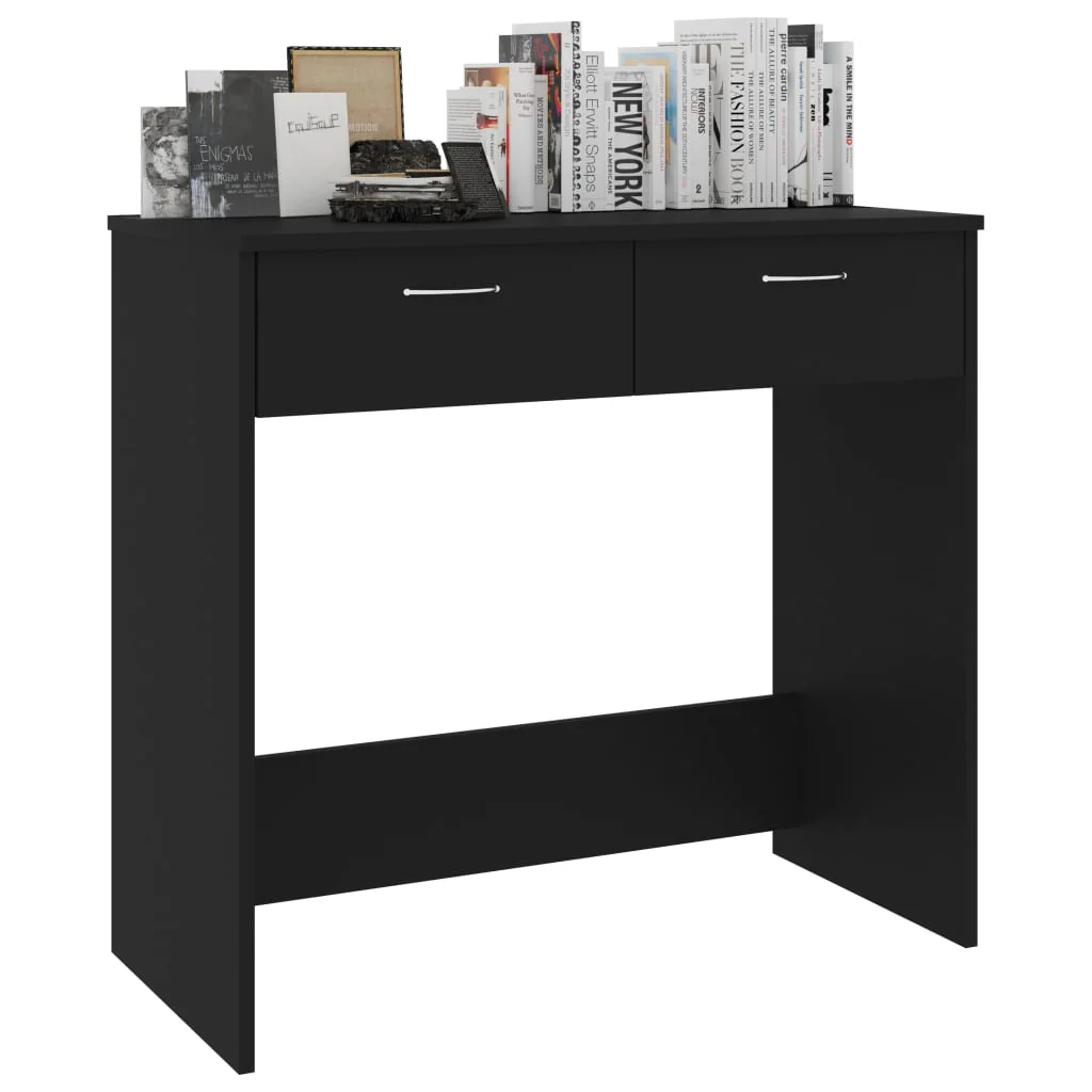 skrivebord 80x40x75 cm konstrueret træ sort - Image 5