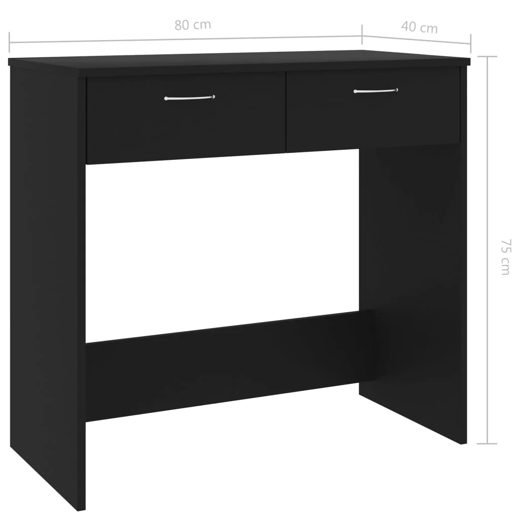 skrivebord 80x40x75 cm konstrueret træ sort - Image 6