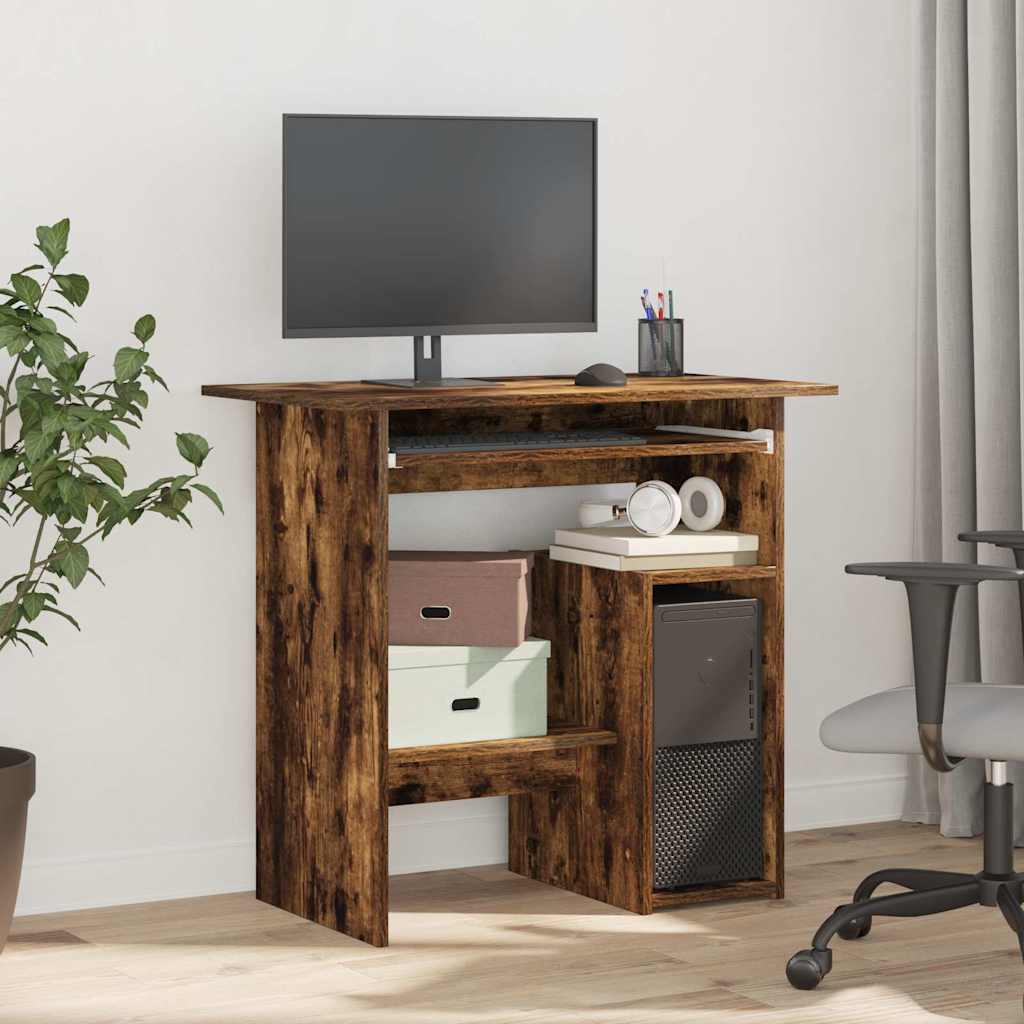 skrivebord 80x45x74 cm konstrueret træ røget egetræsfinish - Image 3