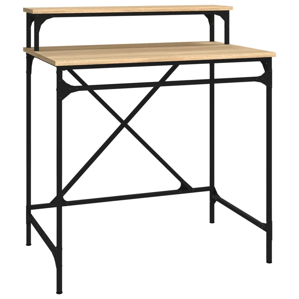 skrivebord 80x50x90 cm konstrueret træ og jern sonoma-eg - Image 2