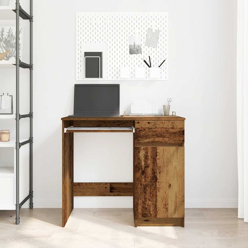 skrivebord 86x49x76 cm konstrueret træ gammelt trælook - Image 3