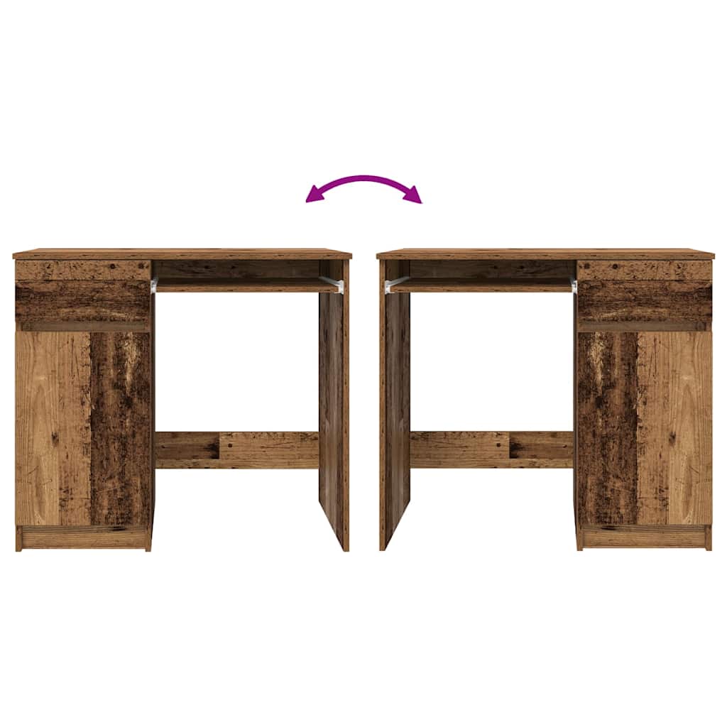 skrivebord 86x49x76 cm konstrueret træ gammelt trælook - Image 8