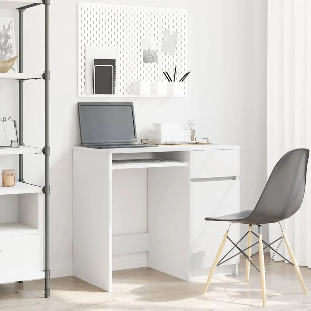 skrivebord 86x49x76 cm konstrueret træ hvid