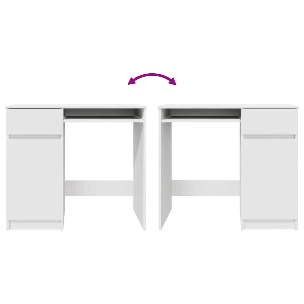 skrivebord 86x49x76 cm konstrueret træ hvid - Image 8