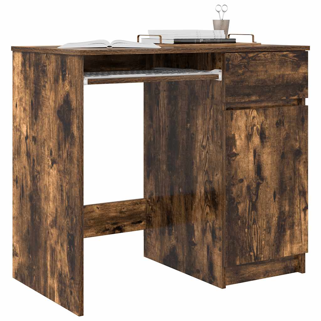 skrivebord 86x49x76 cm konstrueret træ røget egetræsfarve - Image 4