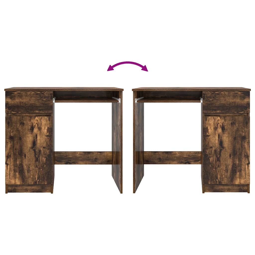 skrivebord 86x49x76 cm konstrueret træ røget egetræsfarve - Image 8