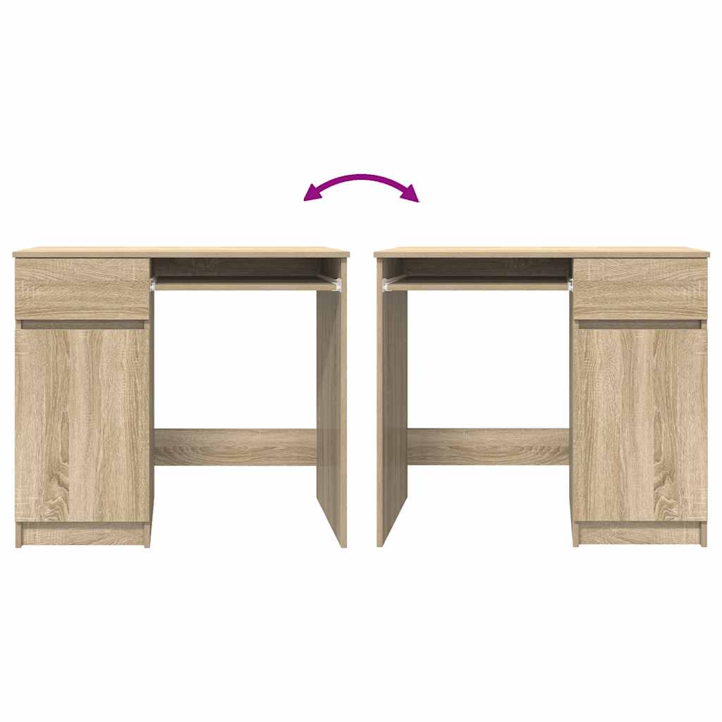 skrivebord 86x49x76 cm konstrueret træ sonoma-eg - Image 8