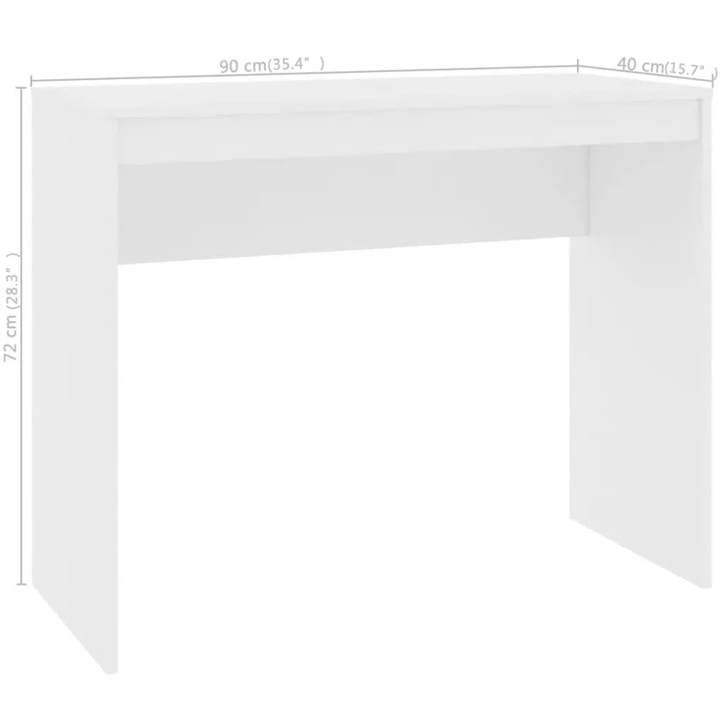 skrivebord 90x40x72 cm konstrueret træ hvid - Image 6