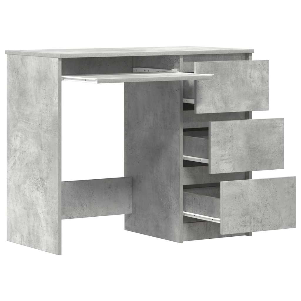skrivebord 90x45x76 cm konstrueret træ betongrå - Image 5