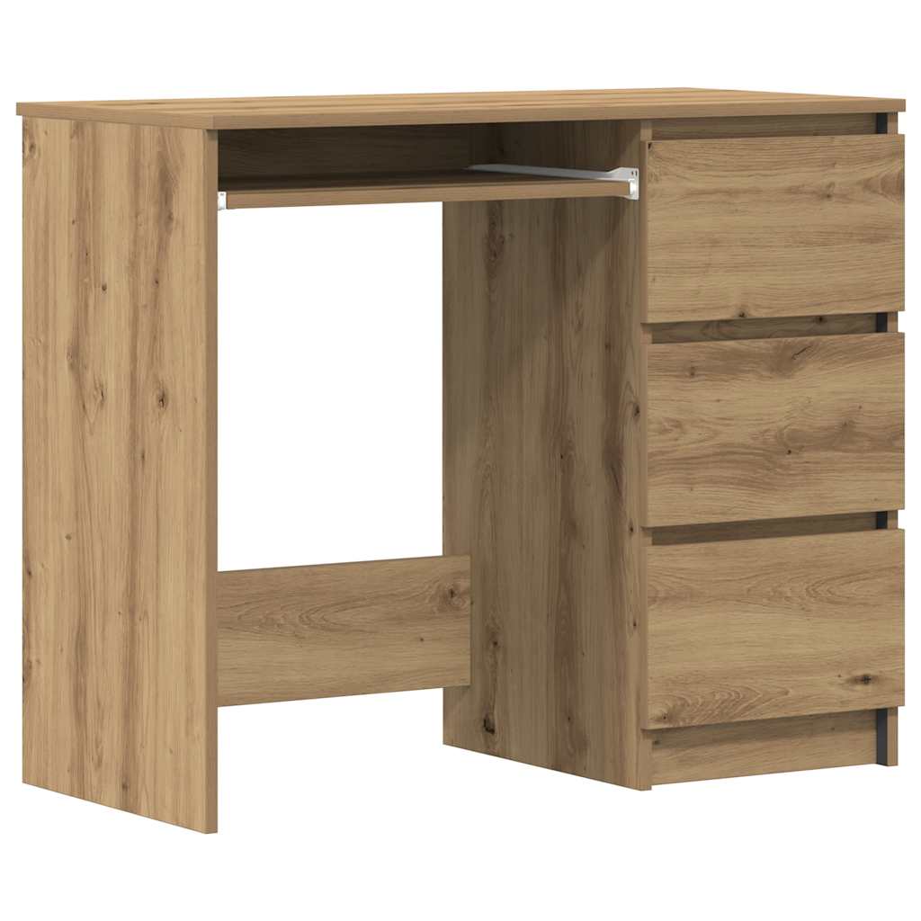 skrivebord 90x45x76 cm konstrueret træ kunsteg - Image 2