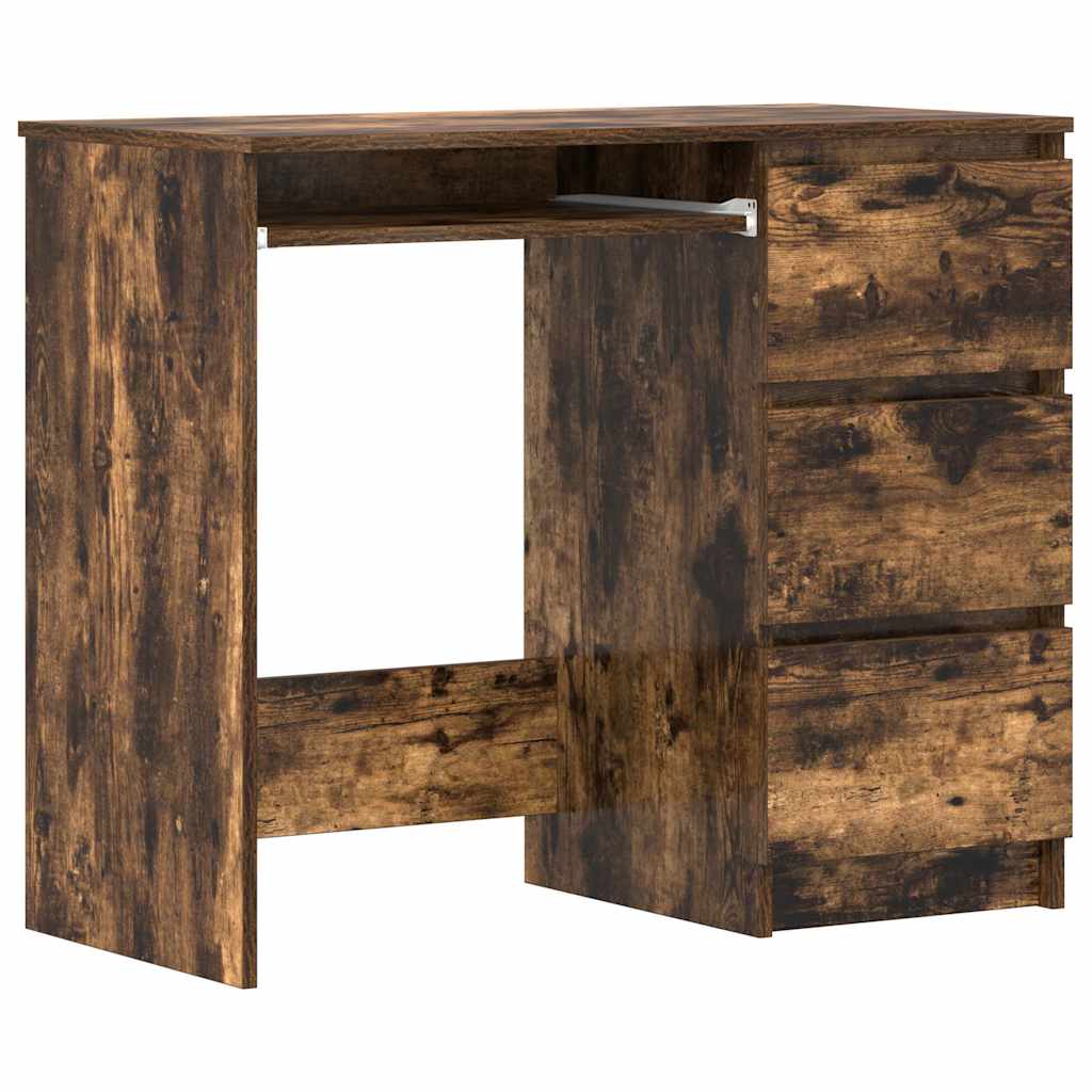 skrivebord 90x45x76 cm konstrueret træ røget egetræsfarve - Image 2