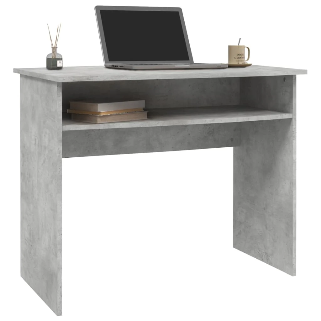 skrivebord 90x50x74 cm konstrueret træ betongrå - Image 3