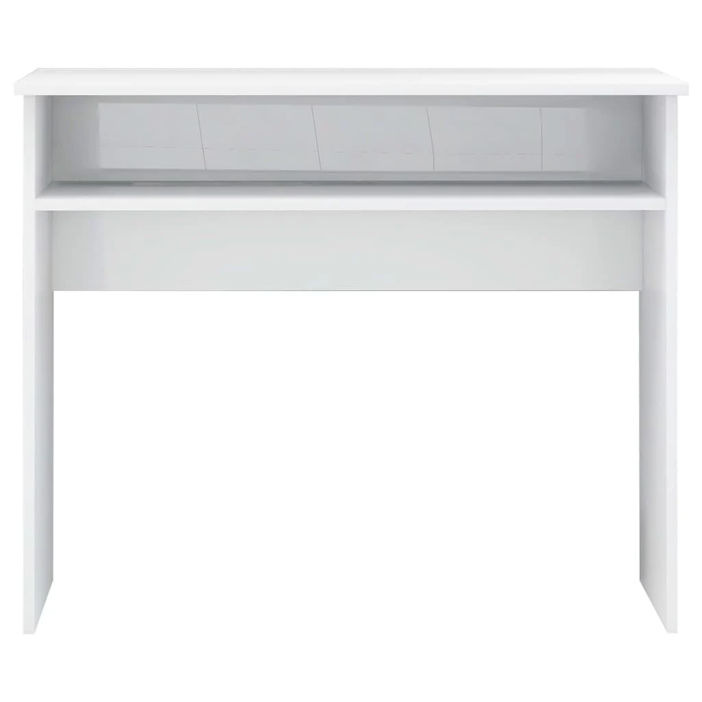 skrivebord 90x50x74 cm konstrueret træ hvid højglans - Image 4