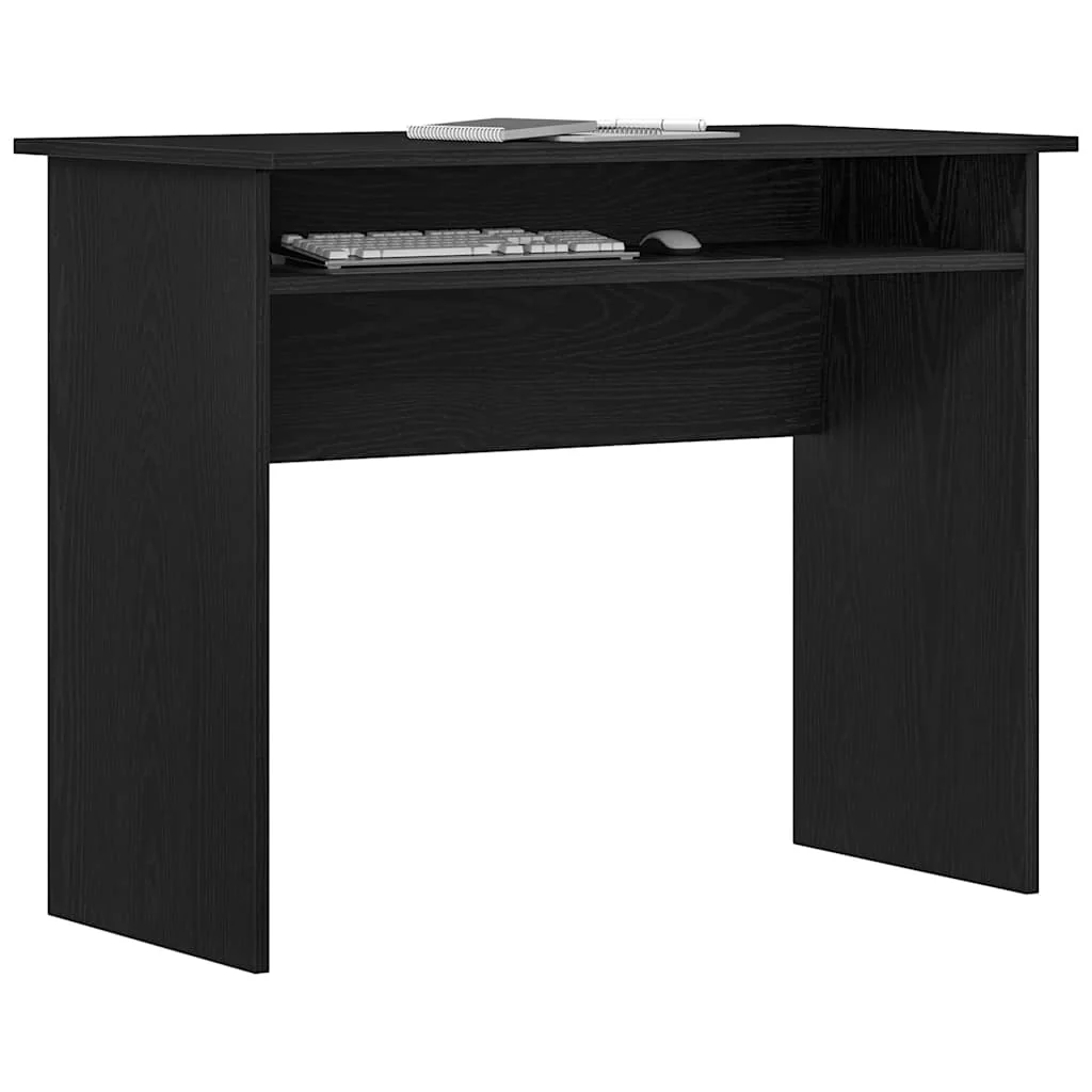 skrivebord 90x50x74 cm konstrueret træ sort egetræsfarve - Image 4