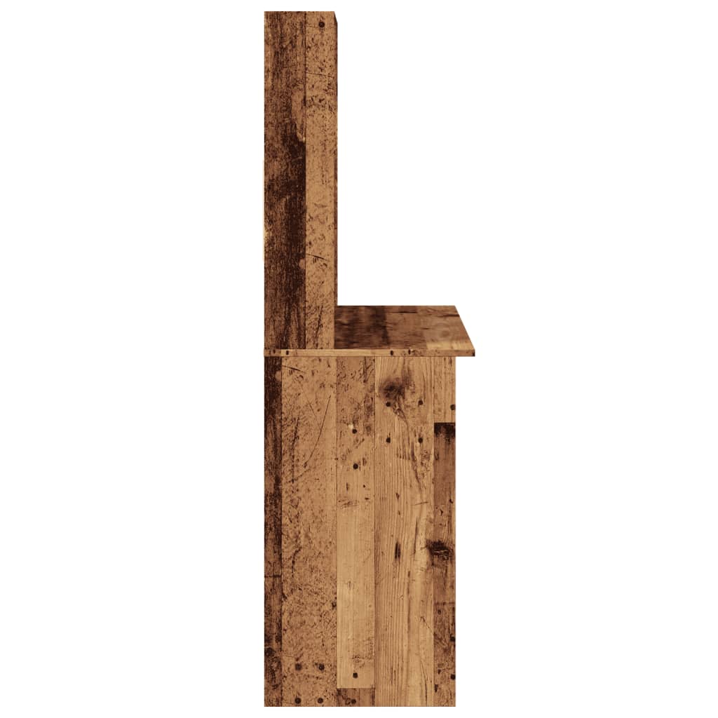skrivebord m. hylder 102x45x148 cm konstrueret træ antikt træ - Image 5
