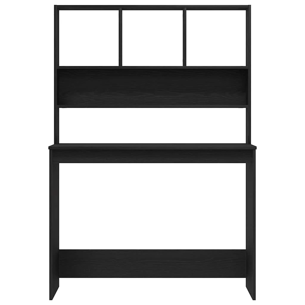 skrivebord m. hylder 102x45x148 cm konstrueret træ sort egetræ - Image 5