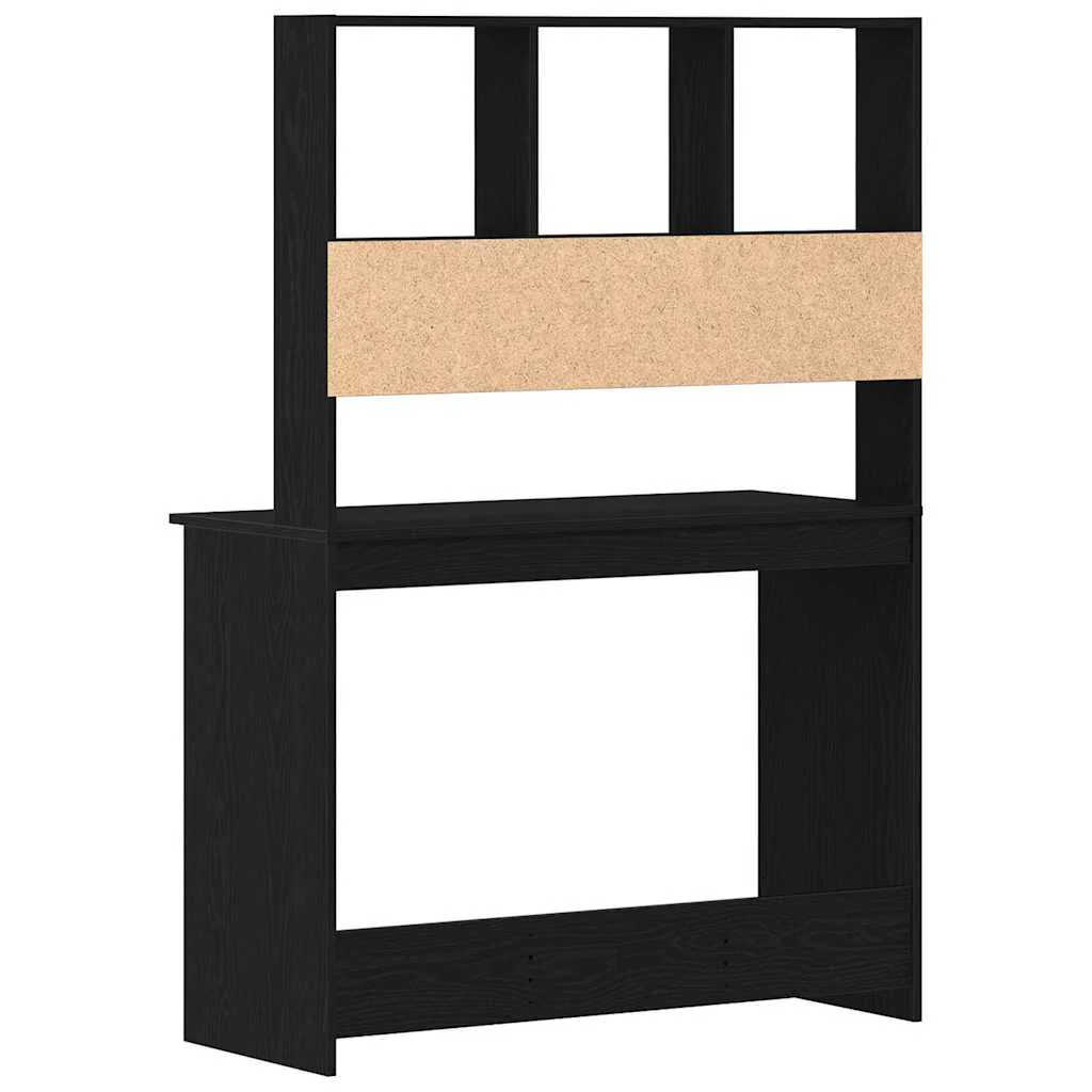 skrivebord m. hylder 102x45x148 cm konstrueret træ sort egetræ - Image 7