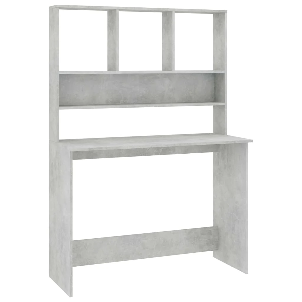 skrivebord m. hylder 110x45x157 cm konstrueret træ betongrå - Image 2