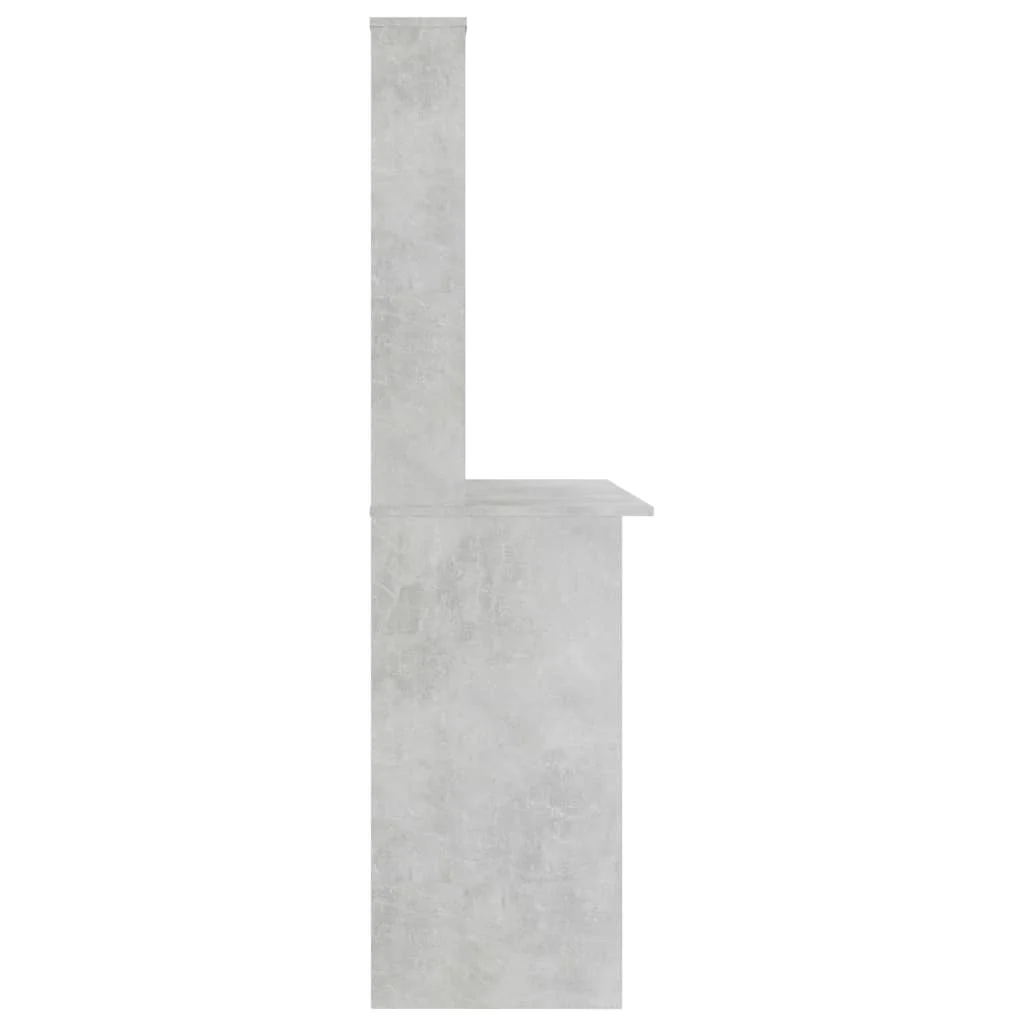 skrivebord m. hylder 110x45x157 cm konstrueret træ betongrå - Image 5