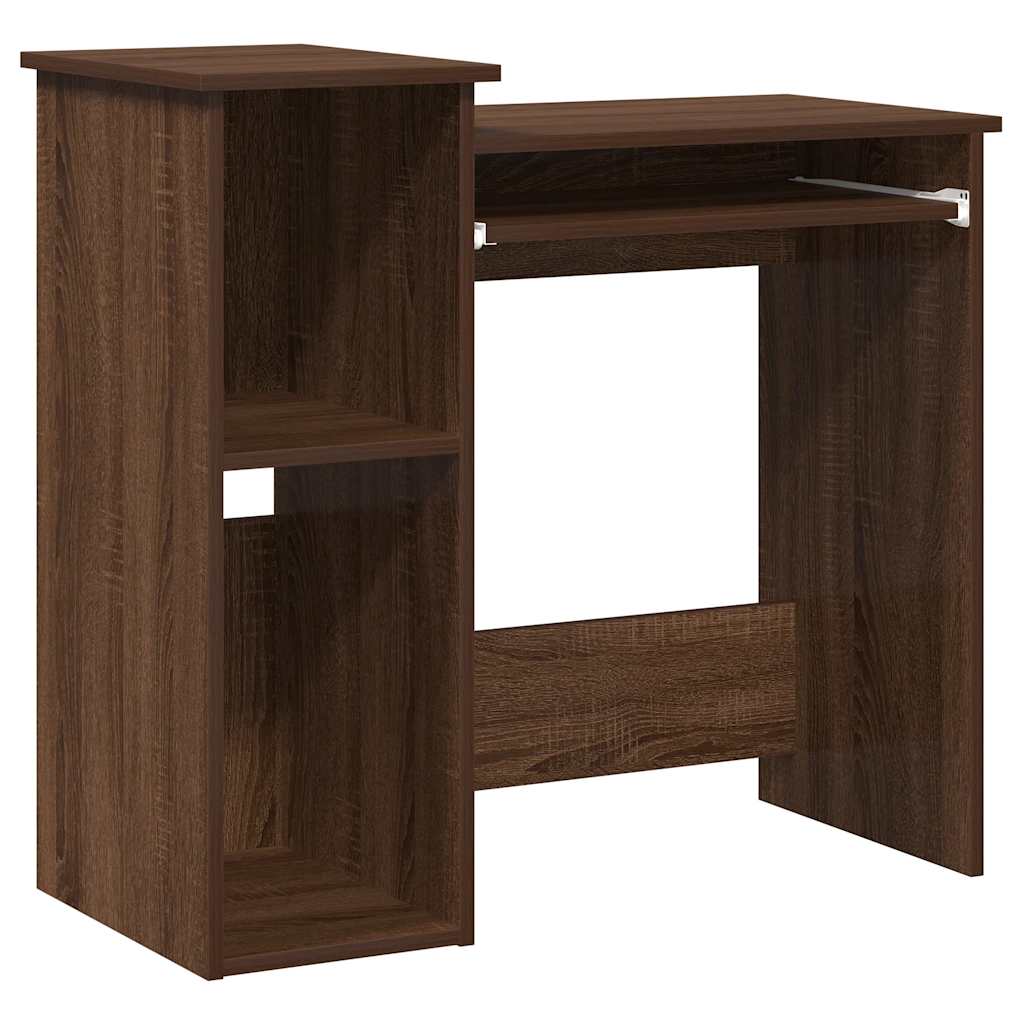 skrivebord m. hylder 84x40x78 cm konstrueret træ brun egetræ - Image 2