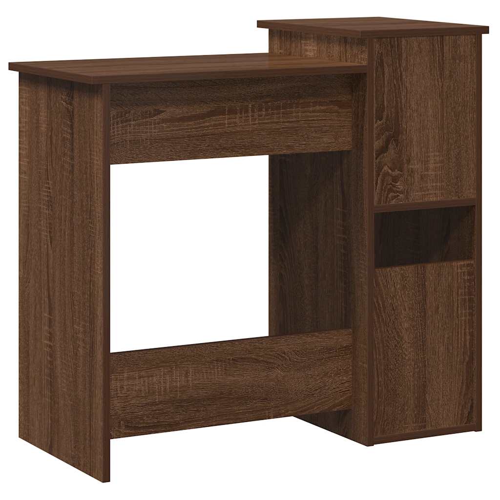 skrivebord m. hylder 84x40x78 cm konstrueret træ brun egetræ - Image 7