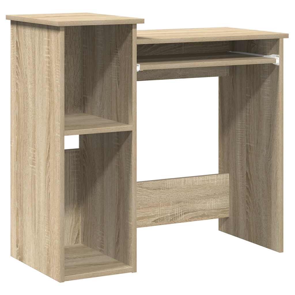 skrivebord m. hylder 84x40x78 cm konstrueret træ sonoma-eg - Image 2
