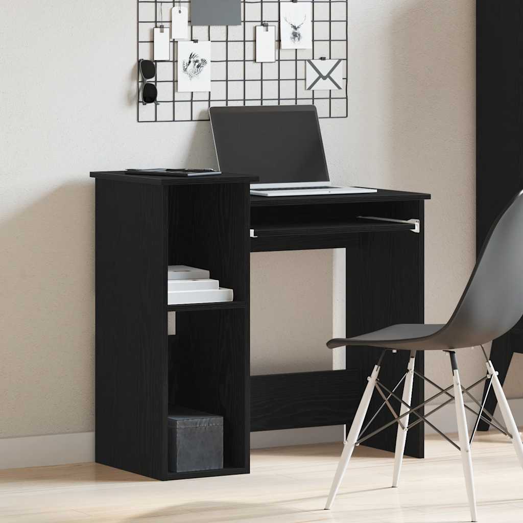 skrivebord m. hylder 84x40x78 cm konstrueret træ sort - Image 3