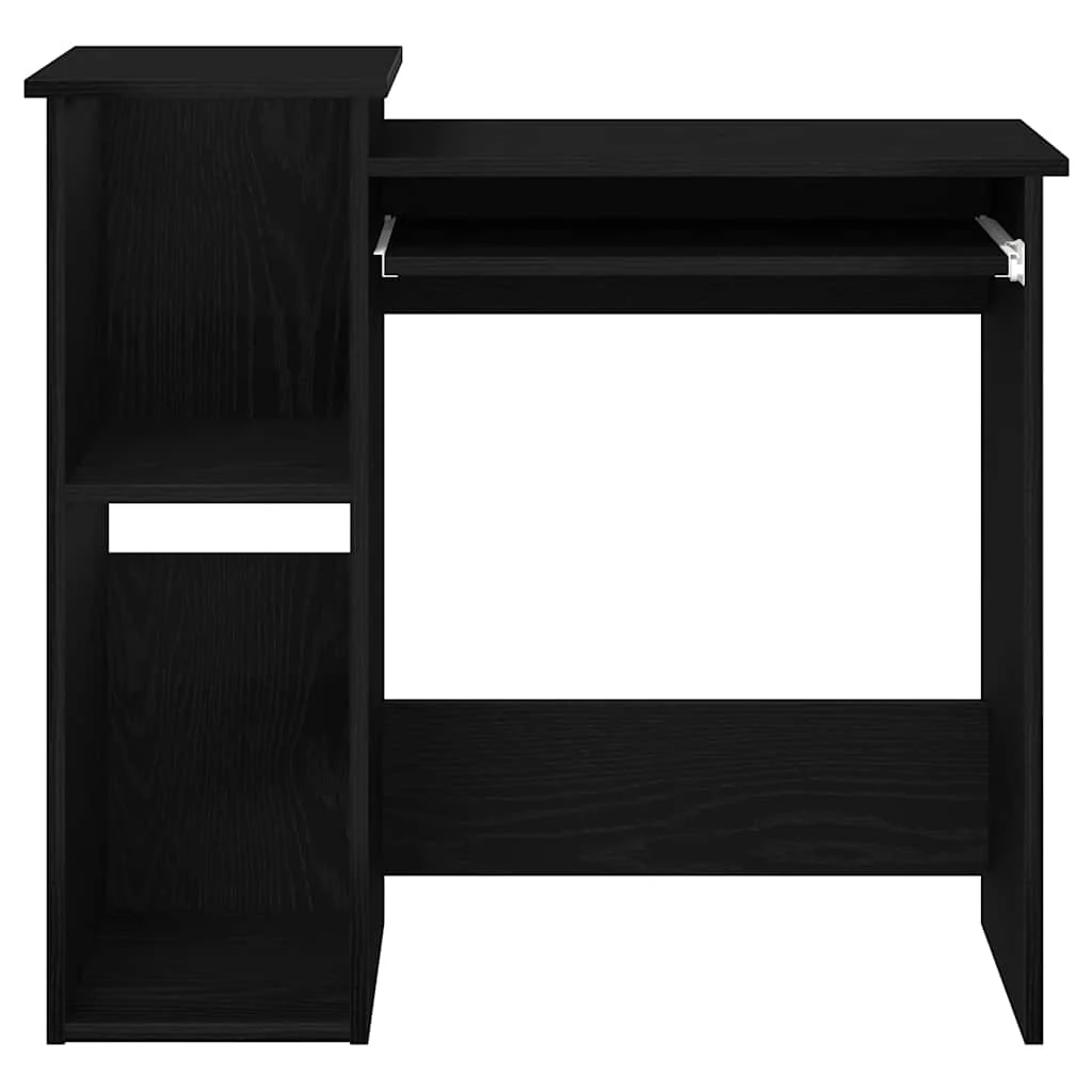 skrivebord m. hylder 84x40x78 cm konstrueret træ sort - Image 5