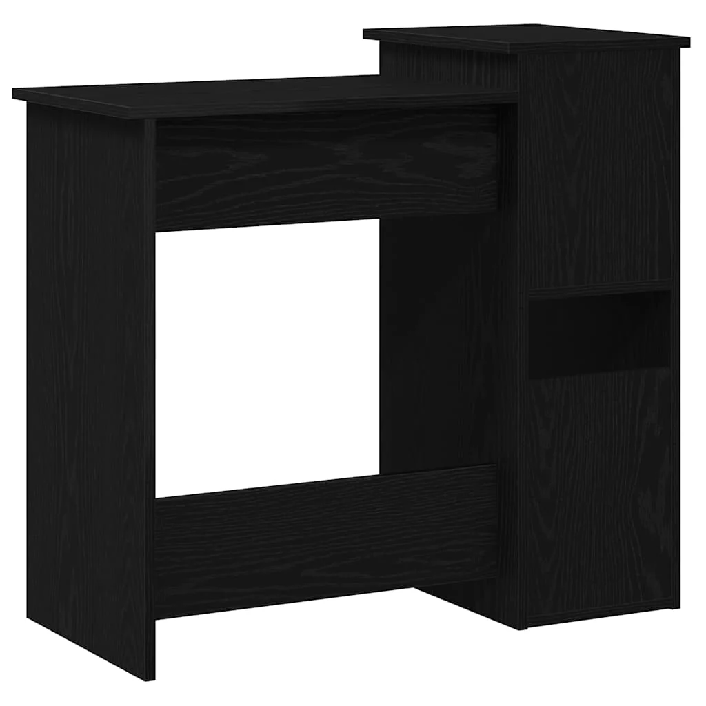 skrivebord m. hylder 84x40x78 cm konstrueret træ sort - Image 7