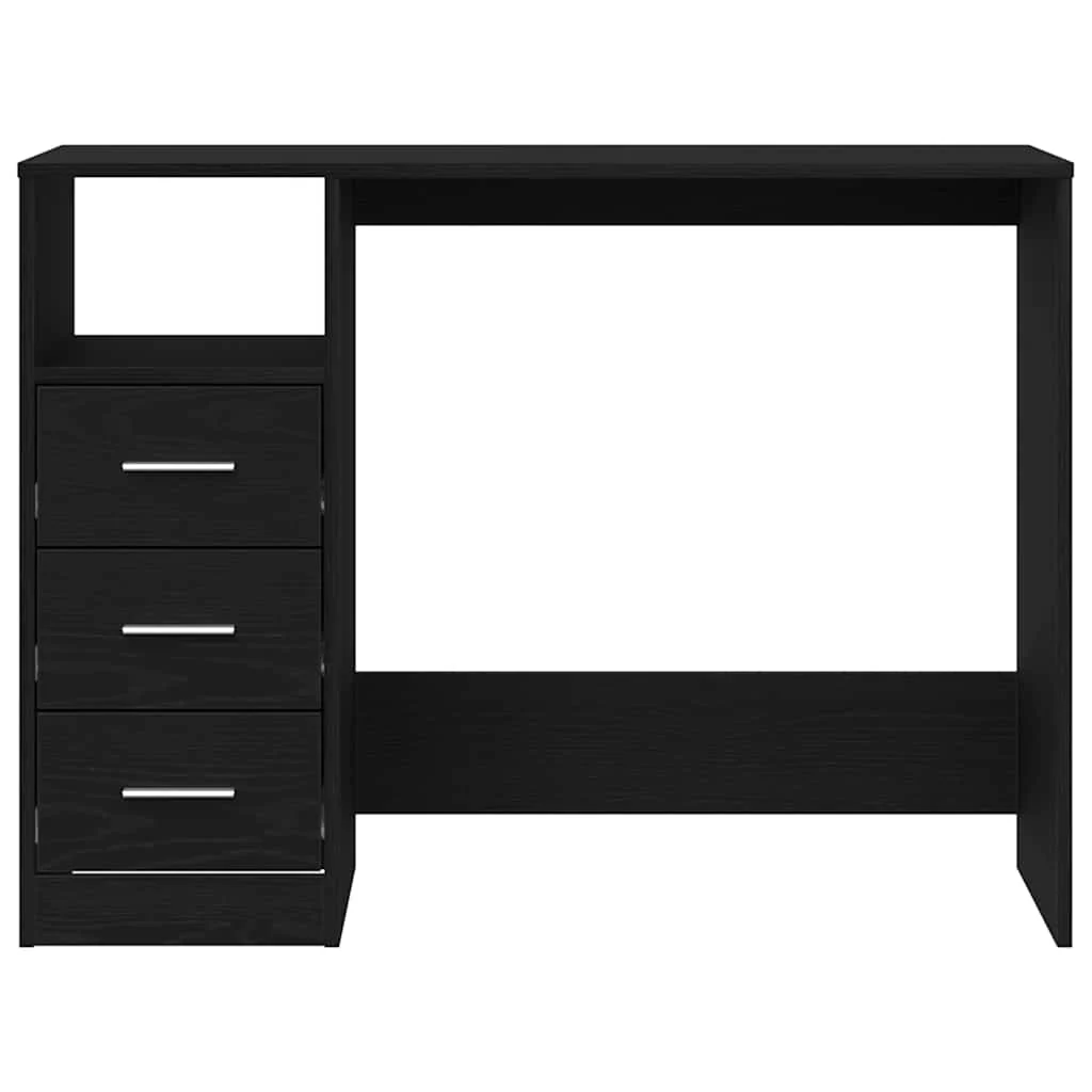 skrivebord m. skuffer 102x50x76 cm konstrueret træ sort egetræ - Image 6