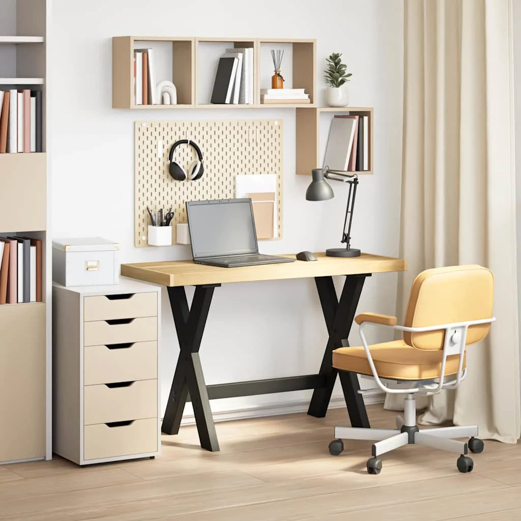 skrivebord NOAIN X-formede ben 120x50x75cm massivt træ fyrretræ - Image 2