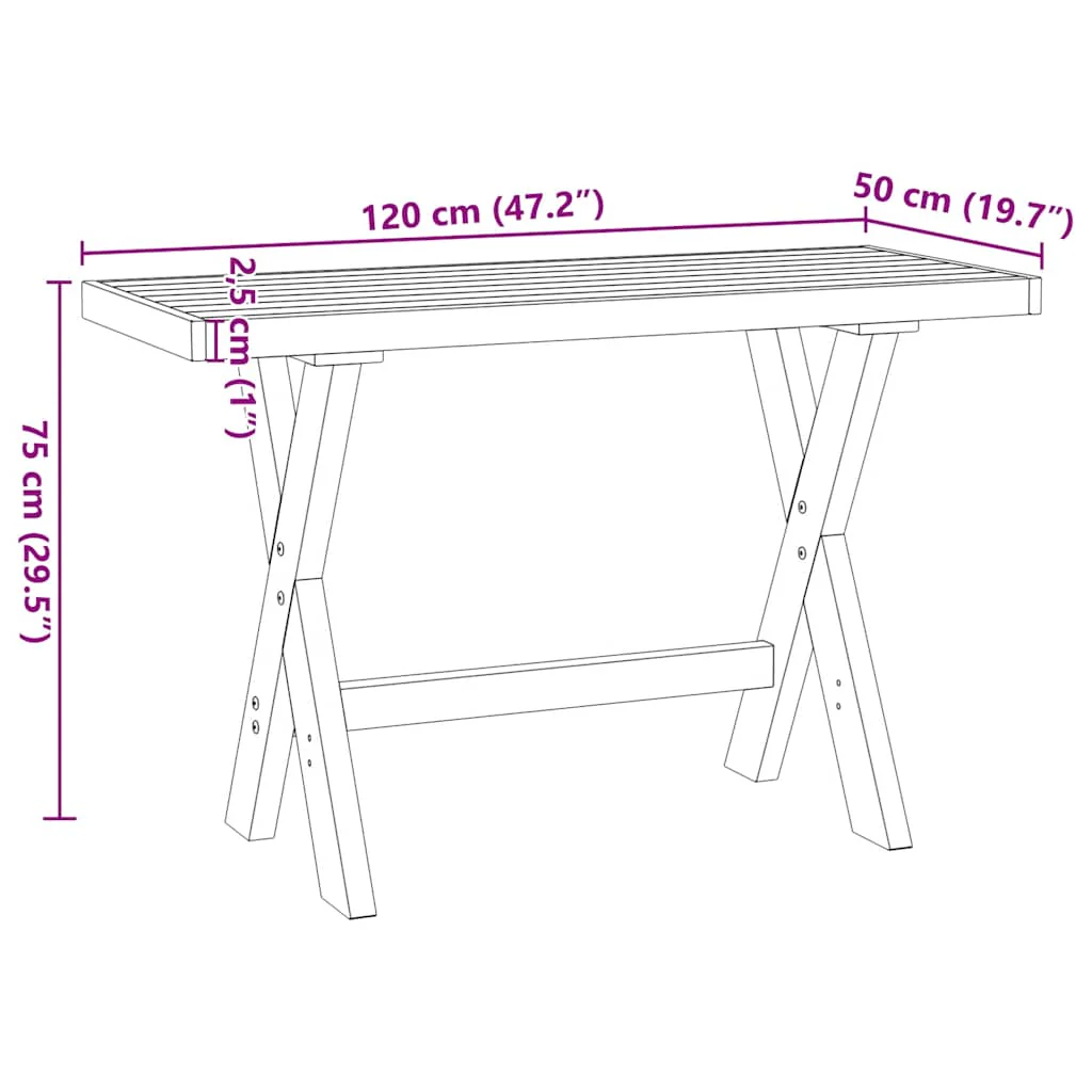 skrivebord NOAIN X-formede ben 120x50x75cm massivt træ fyrretræ - Image 8