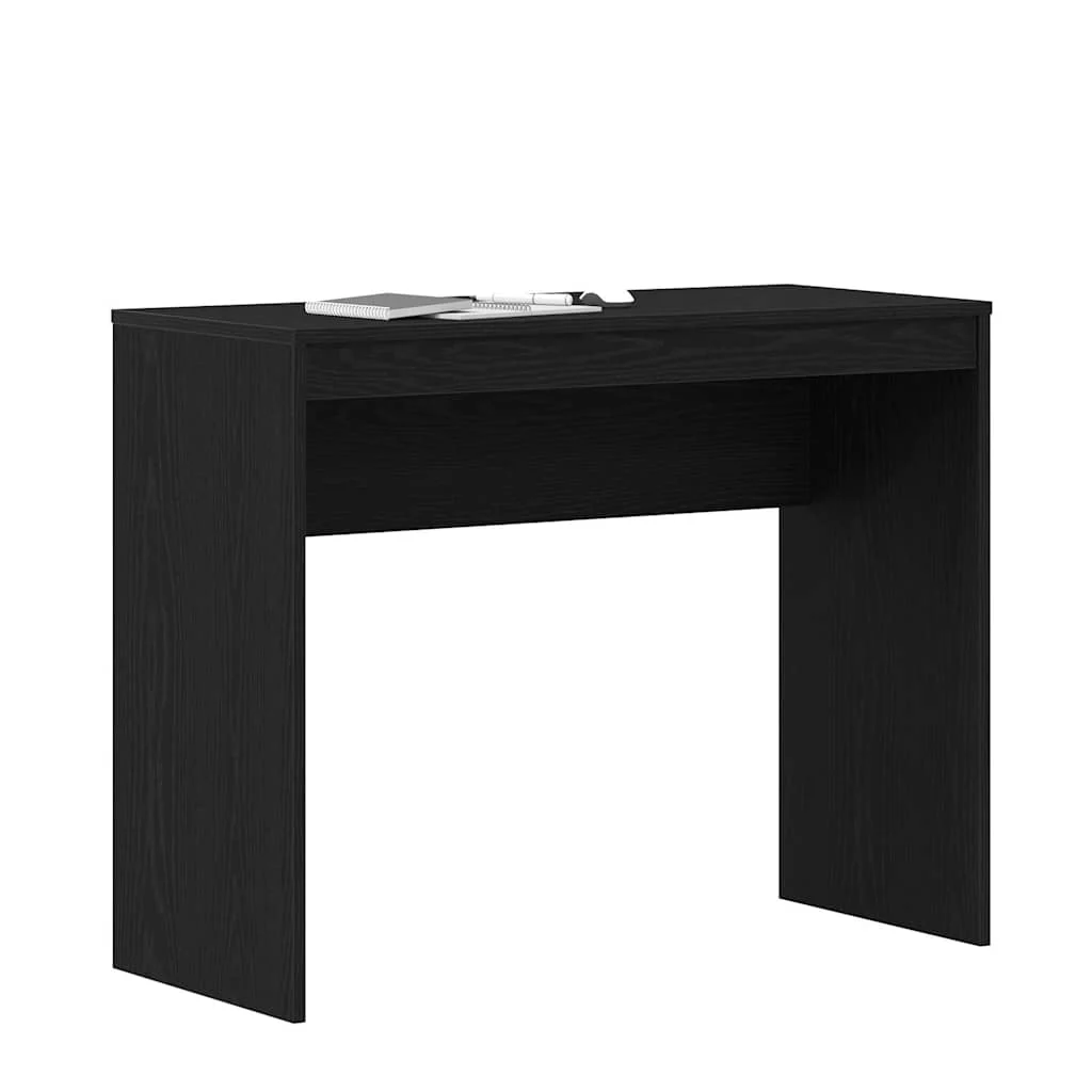 skrivebord sort egetræ 90x40x72 cm konstrueret træ - Image 4