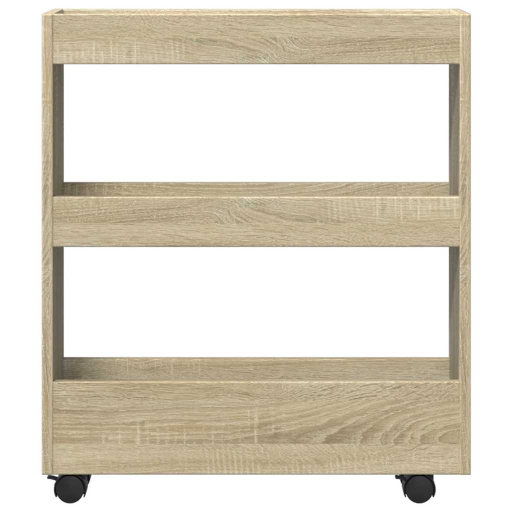 smal opbevaringsvogn 3 hylder konstrueret træ sonoma-eg - Image 4