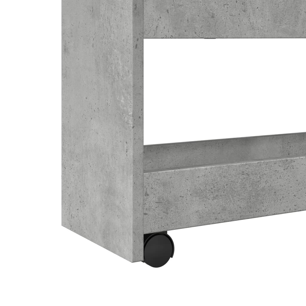 smal opbevaringsvogn 4 hylder konstrueret træ betongrå - Image 7